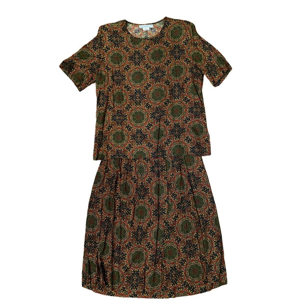 Sag Harbor vintage printed midi skirt set size 2X